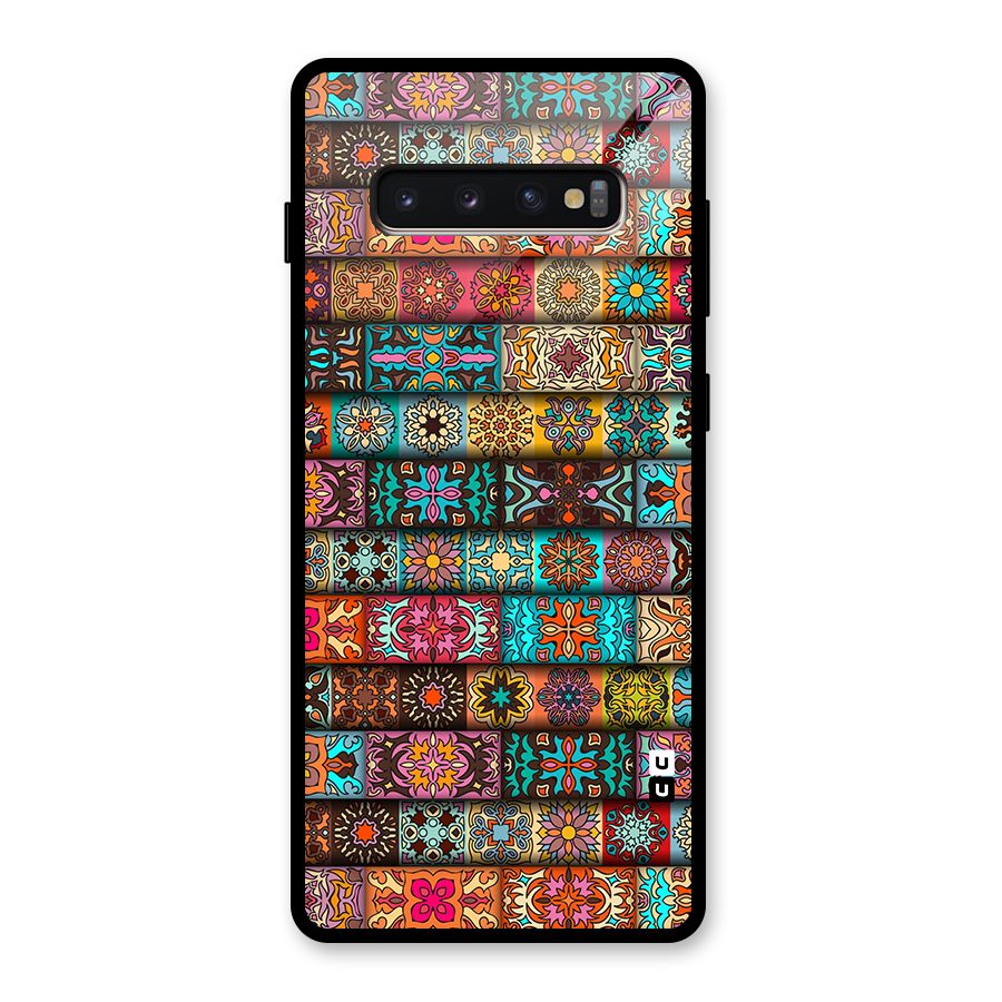 Tribal Seamless Pattern Vintage Decorative Glass Back Case for Galaxy S10 Plus