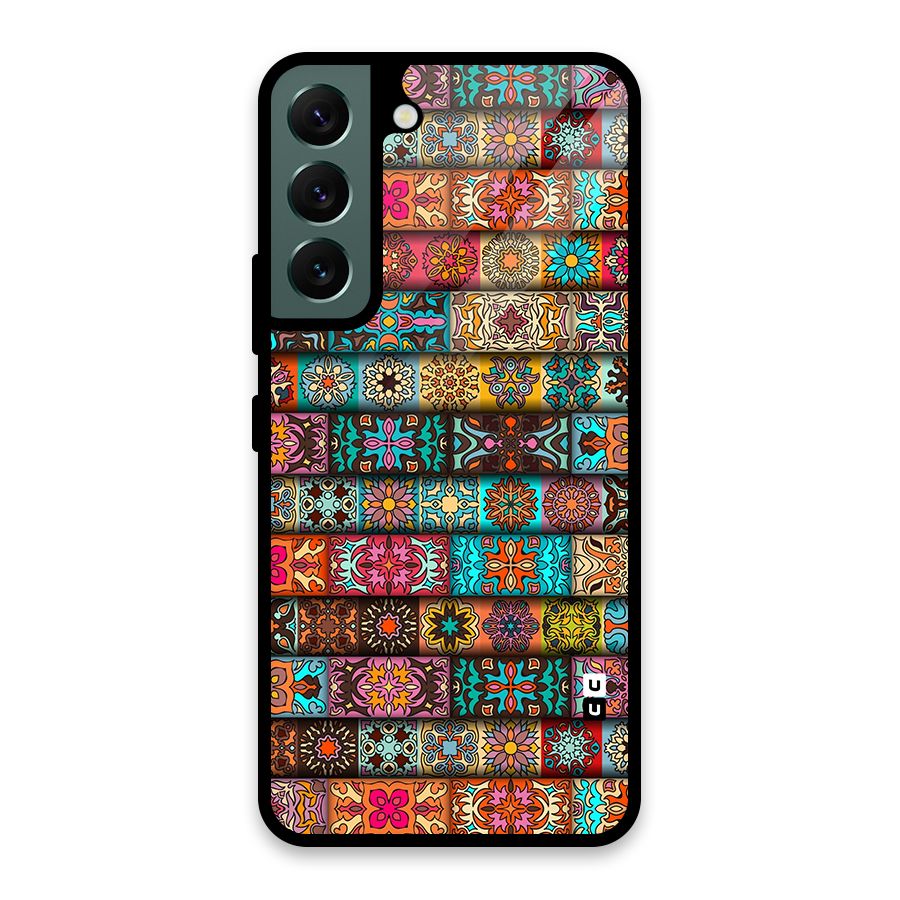 Tribal Seamless Pattern Vintage Decorative Glass Back Case for Galaxy S22 5G