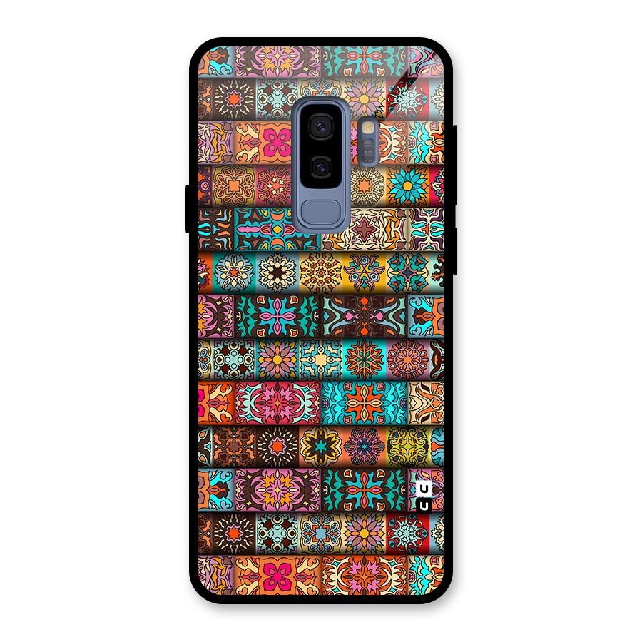 Tribal Seamless Pattern Vintage Decorative Glass Back Case for Galaxy S9 Plus