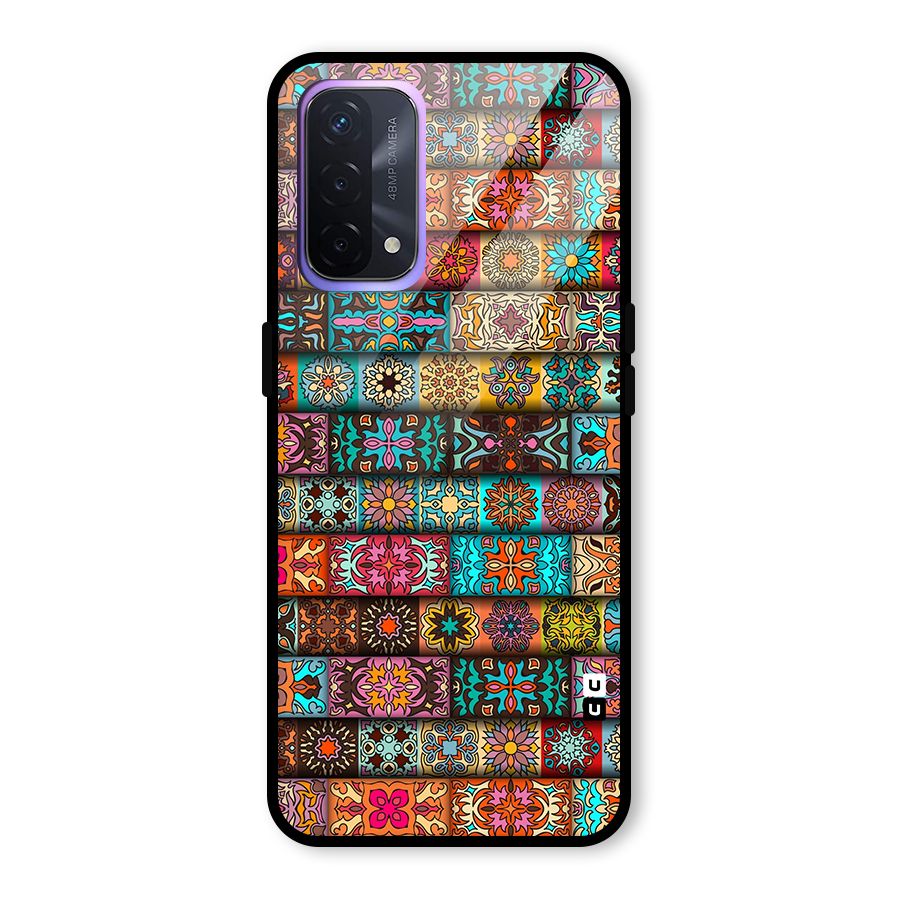 Tribal Seamless Pattern Vintage Decorative Glass Back Case for Oppo A74 5G