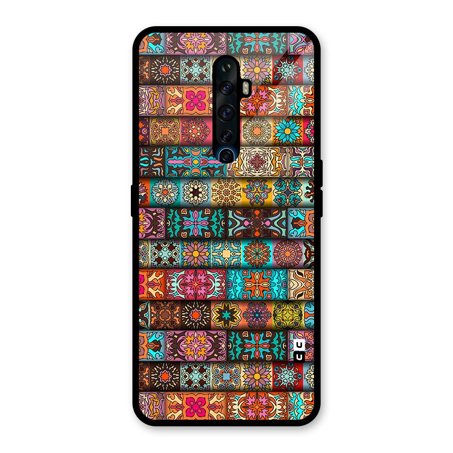 Tribal Seamless Pattern Vintage Decorative Glass Back Case for Oppo Reno2 F