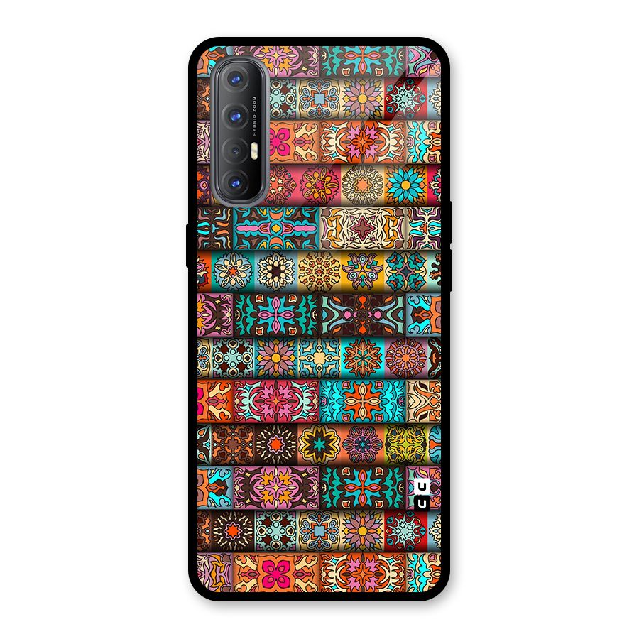 Tribal Seamless Pattern Vintage Decorative Glass Back Case for Oppo Reno3 Pro
