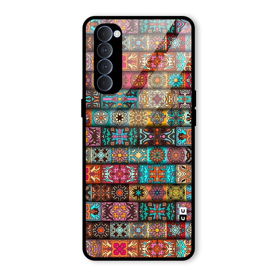 Tribal Seamless Pattern Vintage Decorative Glass Back Case for Oppo Reno4 Pro