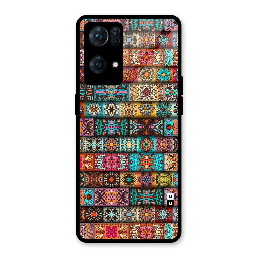 Tribal Seamless Pattern Vintage Decorative Glass Back Case for Oppo Reno7 Pro 5G