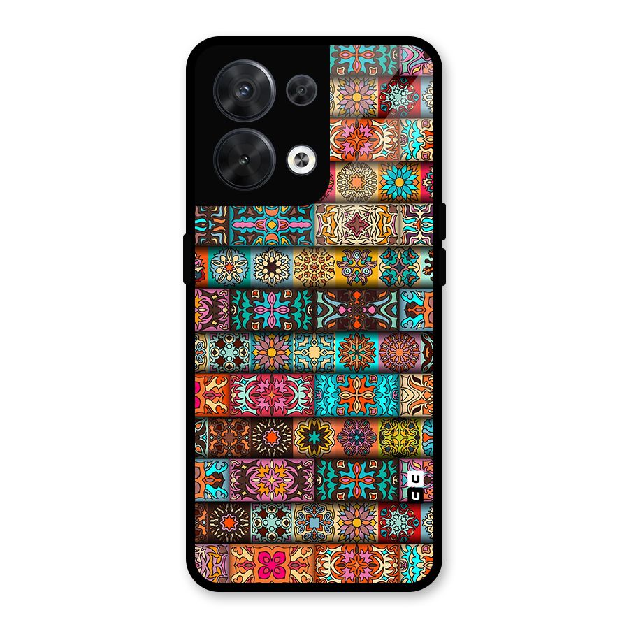 Tribal Seamless Pattern Vintage Decorative Glass Back Case for Oppo Reno8 5G
