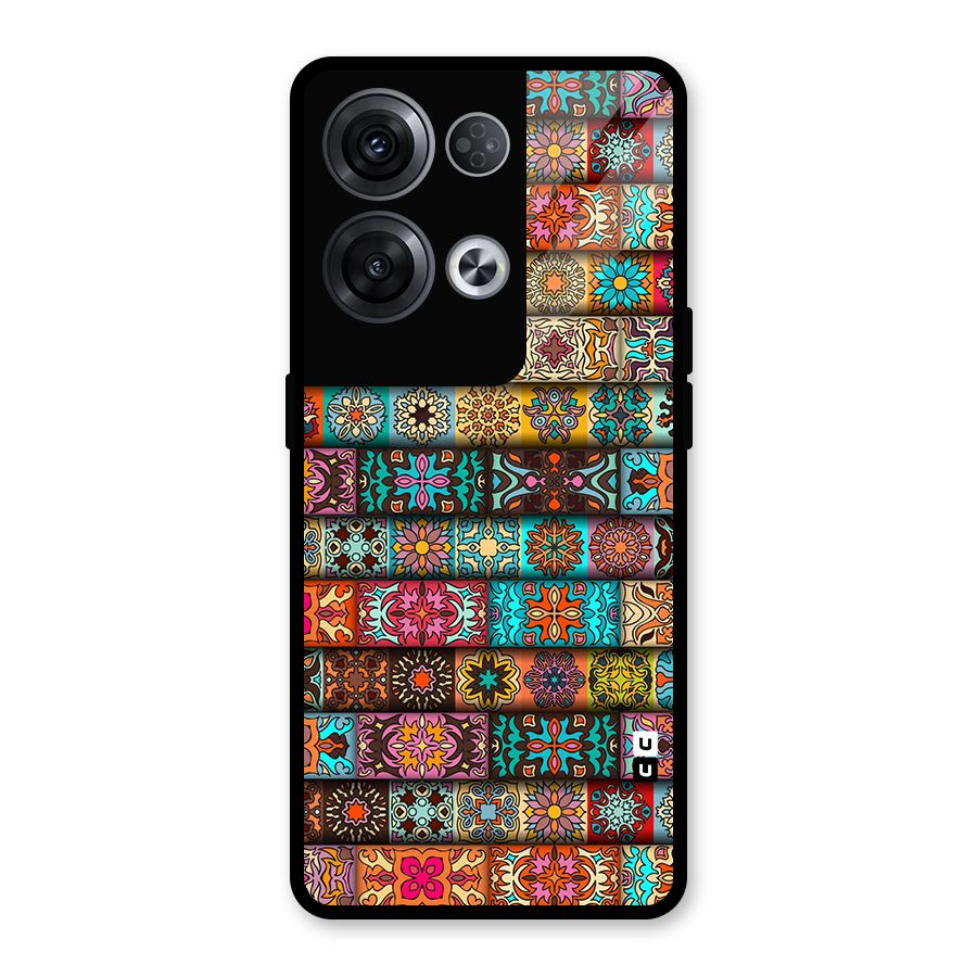 Tribal Seamless Pattern Vintage Decorative Glass Back Case for Oppo Reno8 Pro 5G