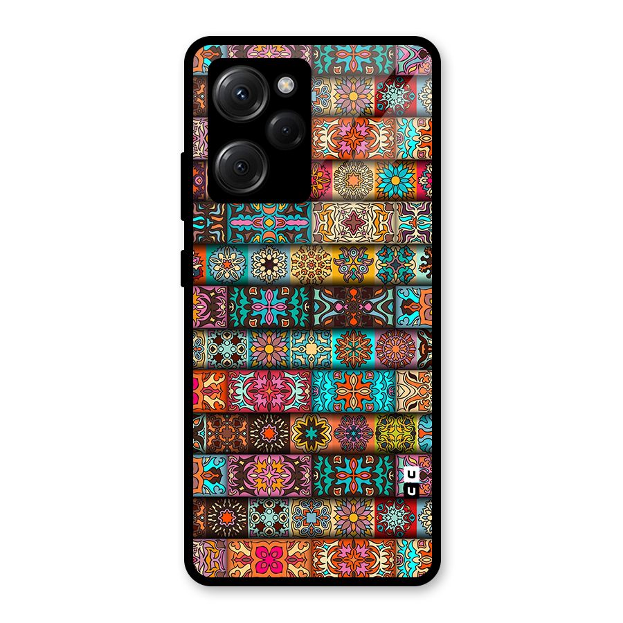 Tribal Seamless Pattern Vintage Decorative Glass Back Case for Poco X5 Pro