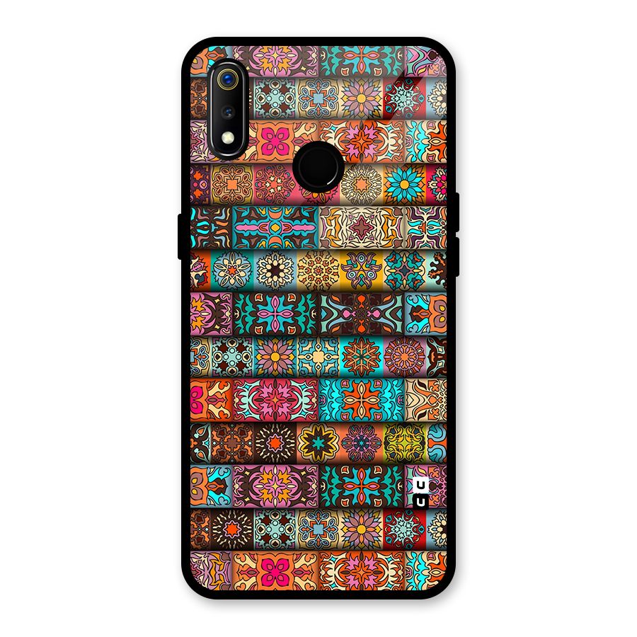 Tribal Seamless Pattern Vintage Decorative Glass Back Case for Realme 3i