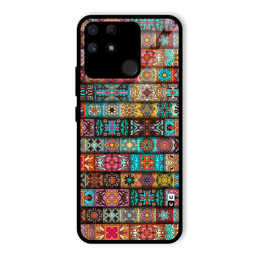 Tribal Seamless Pattern Vintage Decorative Glass Back Case for Realme Narzo 50A