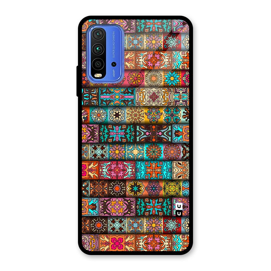 Tribal Seamless Pattern Vintage Decorative Glass Back Case for Redmi 9 Power