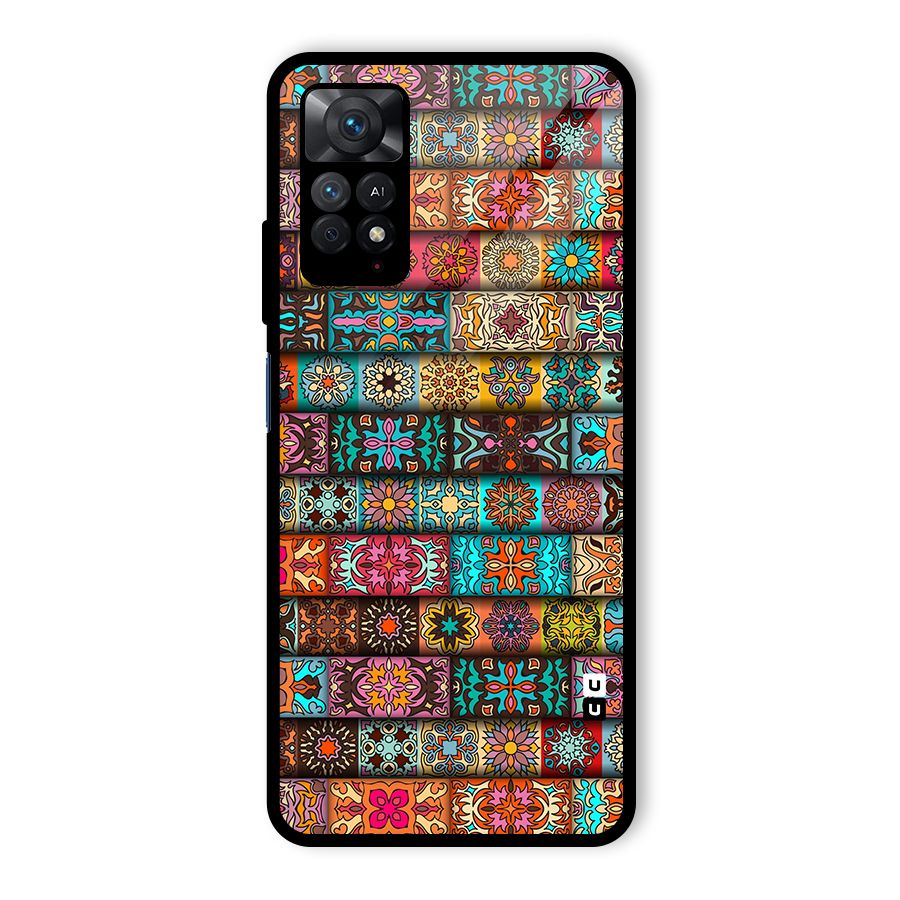 Tribal Seamless Pattern Vintage Decorative Glass Back Case for Redmi Note 11 Pro