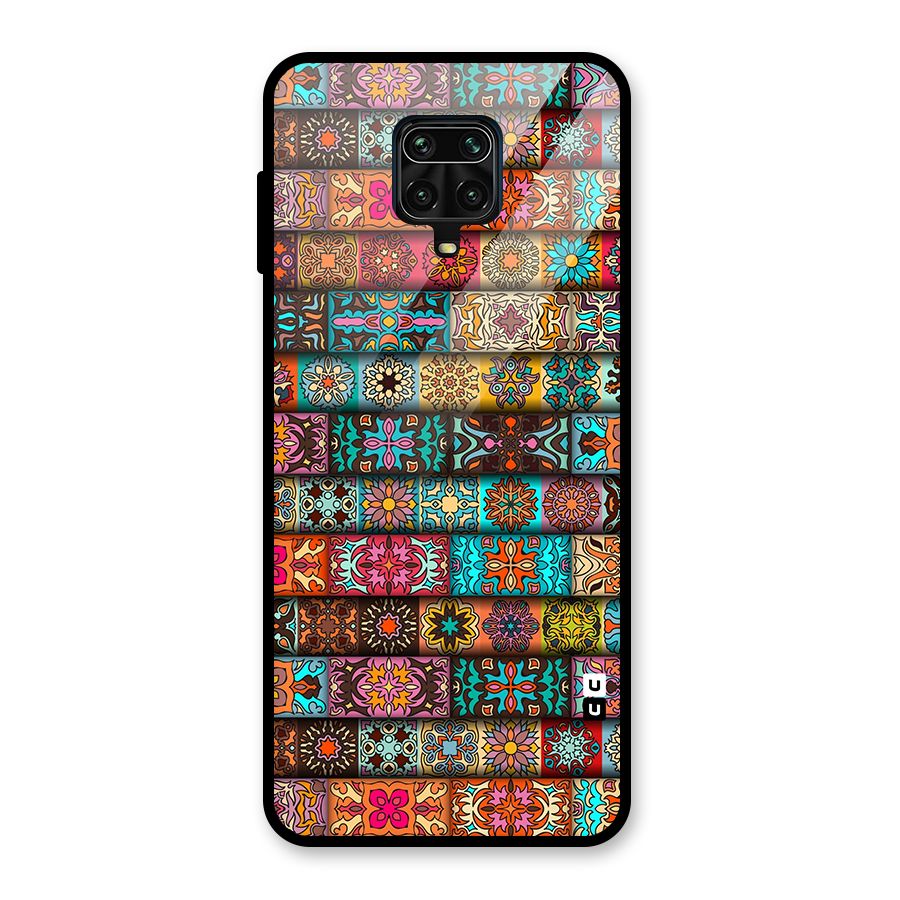 Tribal Seamless Pattern Vintage Decorative Glass Back Case for Redmi Note 9 Pro Max