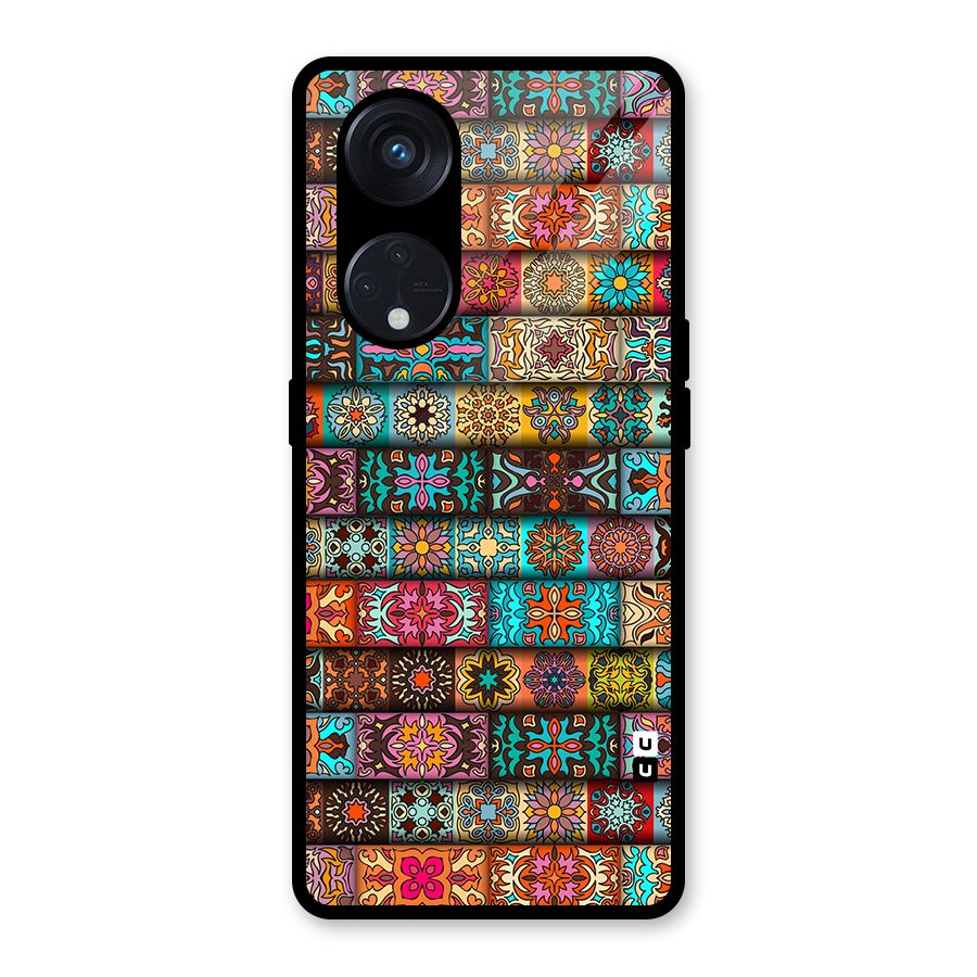 Tribal Seamless Pattern Vintage Decorative Glass Back Case for Reno8 T 5G