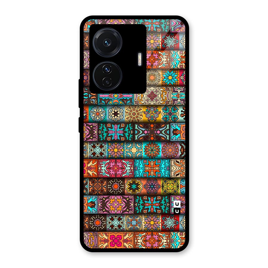 Tribal Seamless Pattern Vintage Decorative Glass Back Case for Vivo T1 Pro