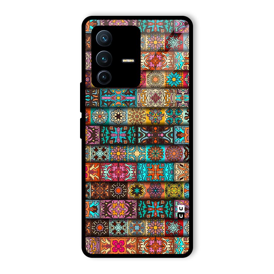 Tribal Seamless Pattern Vintage Decorative Glass Back Case for Vivo V23 Pro