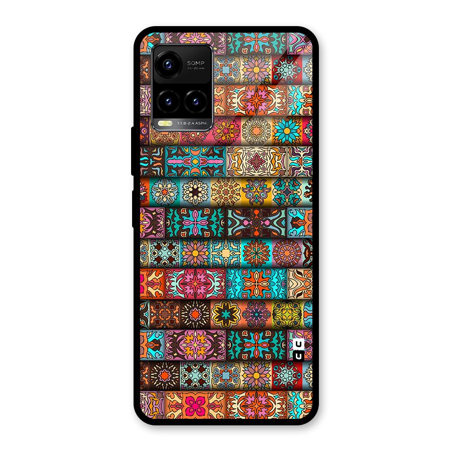 Tribal Seamless Pattern Vintage Decorative Glass Back Case for Vivo Y33s