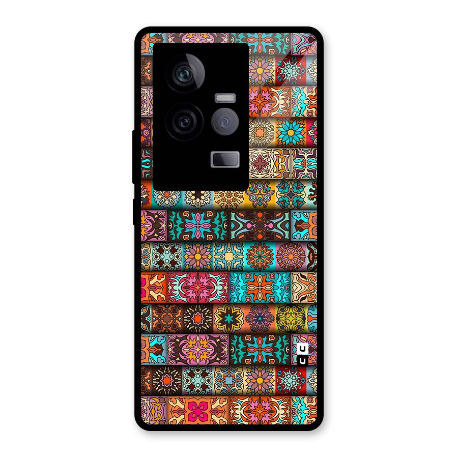 Tribal Seamless Pattern Vintage Decorative Glass Back Case for Vivo iQOO 11 5G