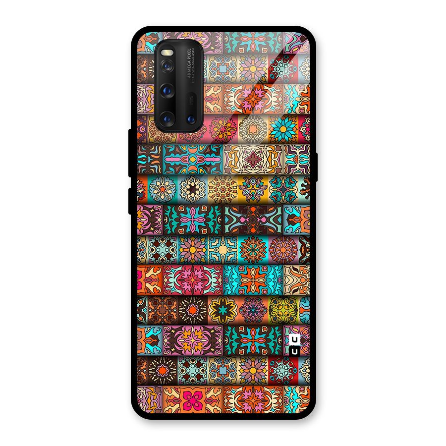 Tribal Seamless Pattern Vintage Decorative Glass Back Case for Vivo iQOO 3