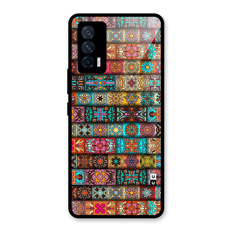 Tribal Seamless Pattern Vintage Decorative Glass Back Case for Vivo iQOO 7 5G