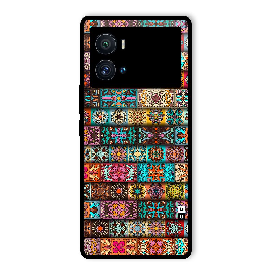 Tribal Seamless Pattern Vintage Decorative Glass Back Case for Vivo iQOO 9 Pro