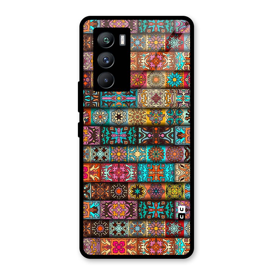Tribal Seamless Pattern Vintage Decorative Glass Back Case for Vivo iQOO 9 SE