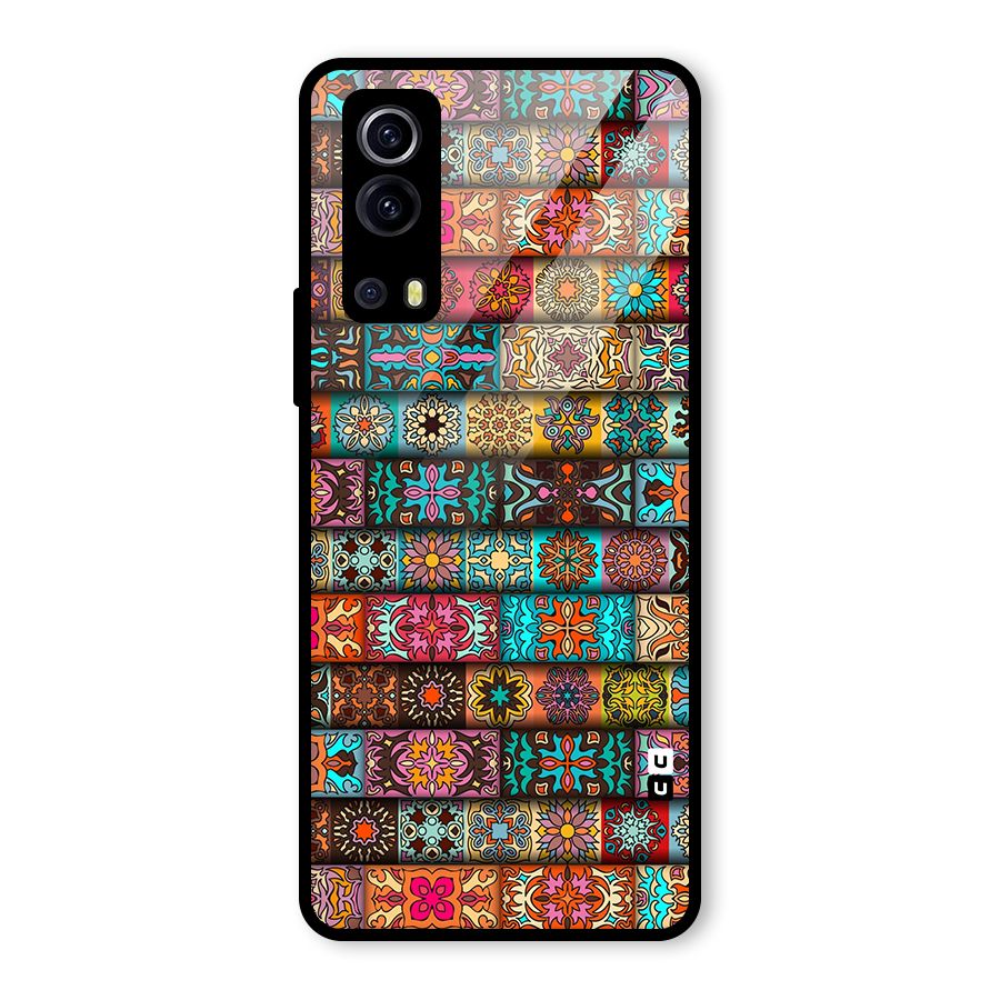 Tribal Seamless Pattern Vintage Decorative Glass Back Case for Vivo iQOO Z3