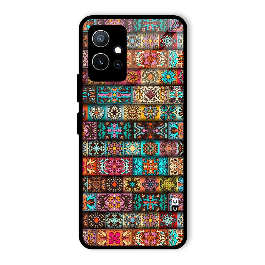Tribal Seamless Pattern Vintage Decorative Glass Back Case for Vivo iQOO Z6