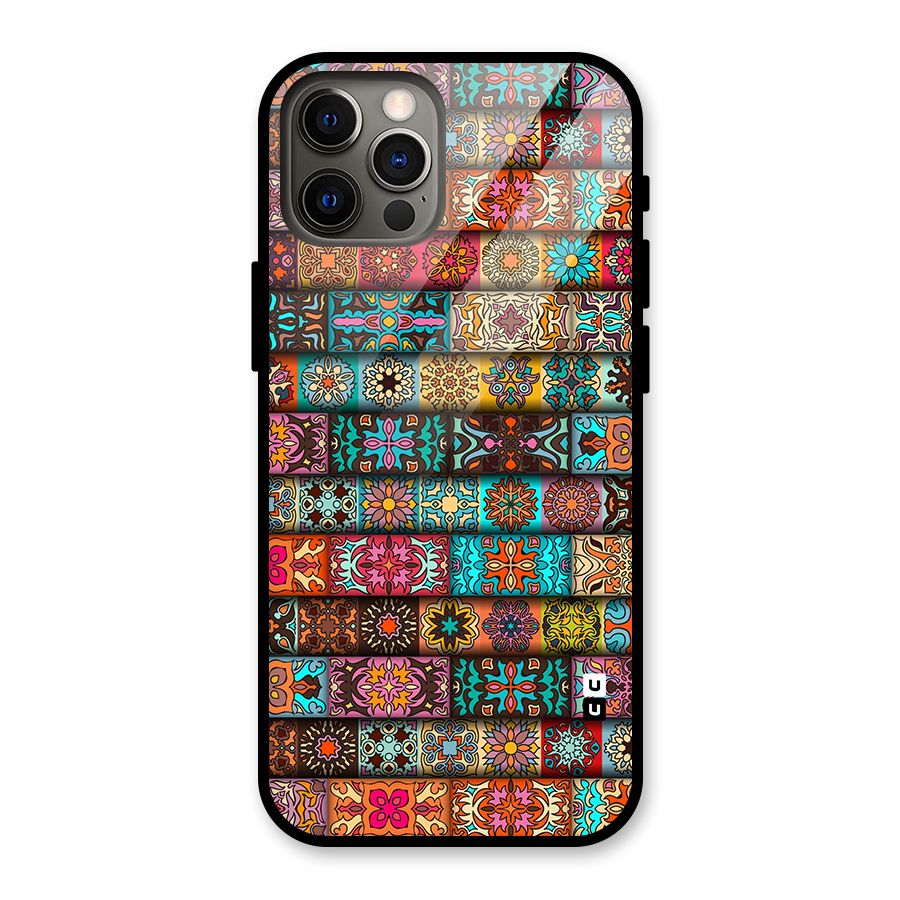 Tribal Seamless Pattern Vintage Decorative Glass Back Case for iPhone 12 Pro