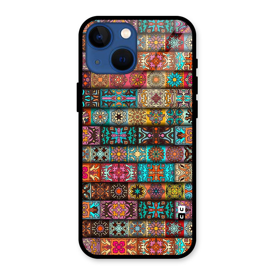 Tribal Seamless Pattern Vintage Decorative Glass Back Case for iPhone 13 Mini