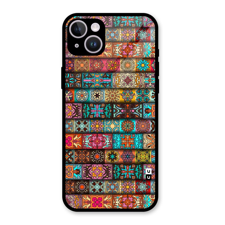 Tribal Seamless Pattern Vintage Decorative Glass Back Case for iPhone 14 Plus