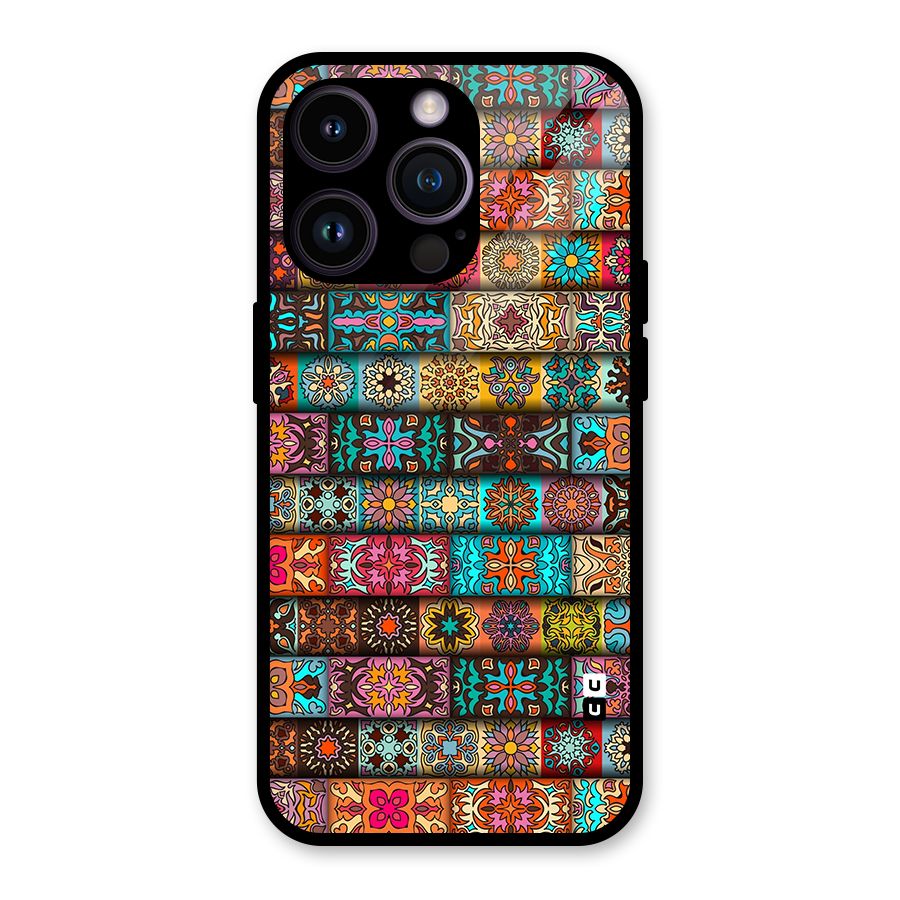Tribal Seamless Pattern Vintage Decorative Glass Back Case for iPhone 14 Pro
