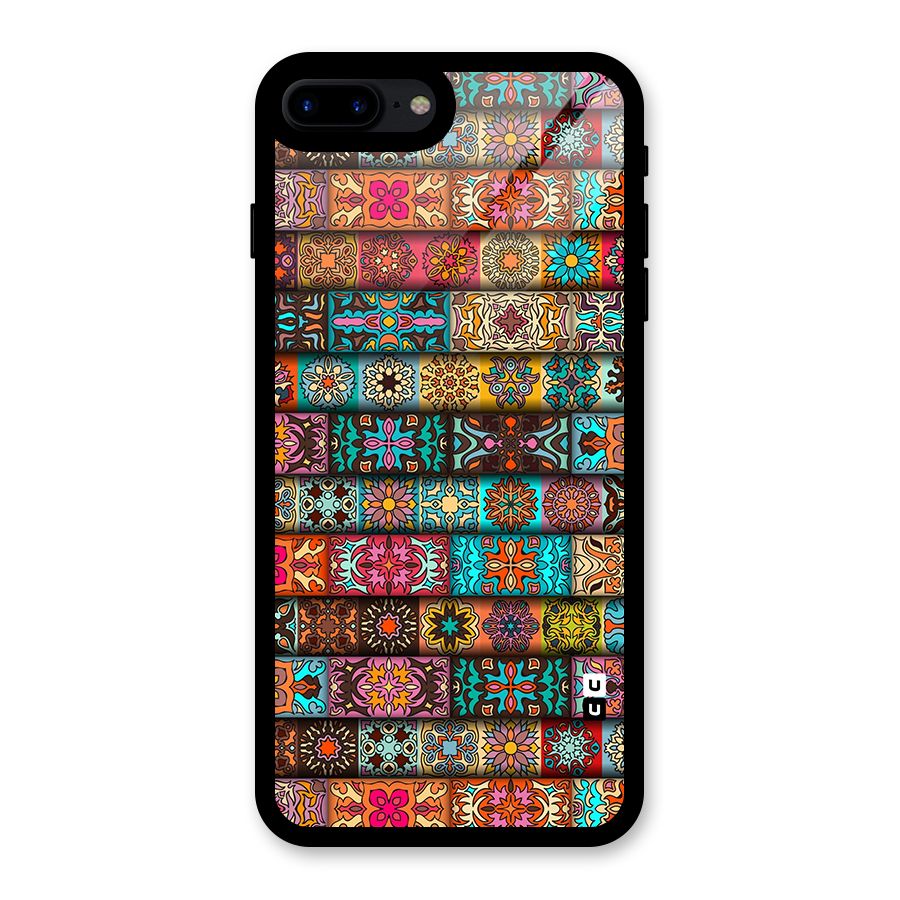 Tribal Seamless Pattern Vintage Decorative Glass Back Case for iPhone 8 Plus