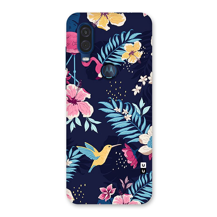 Tropical Flamingo Pattern Back Case for Motorola One Vision