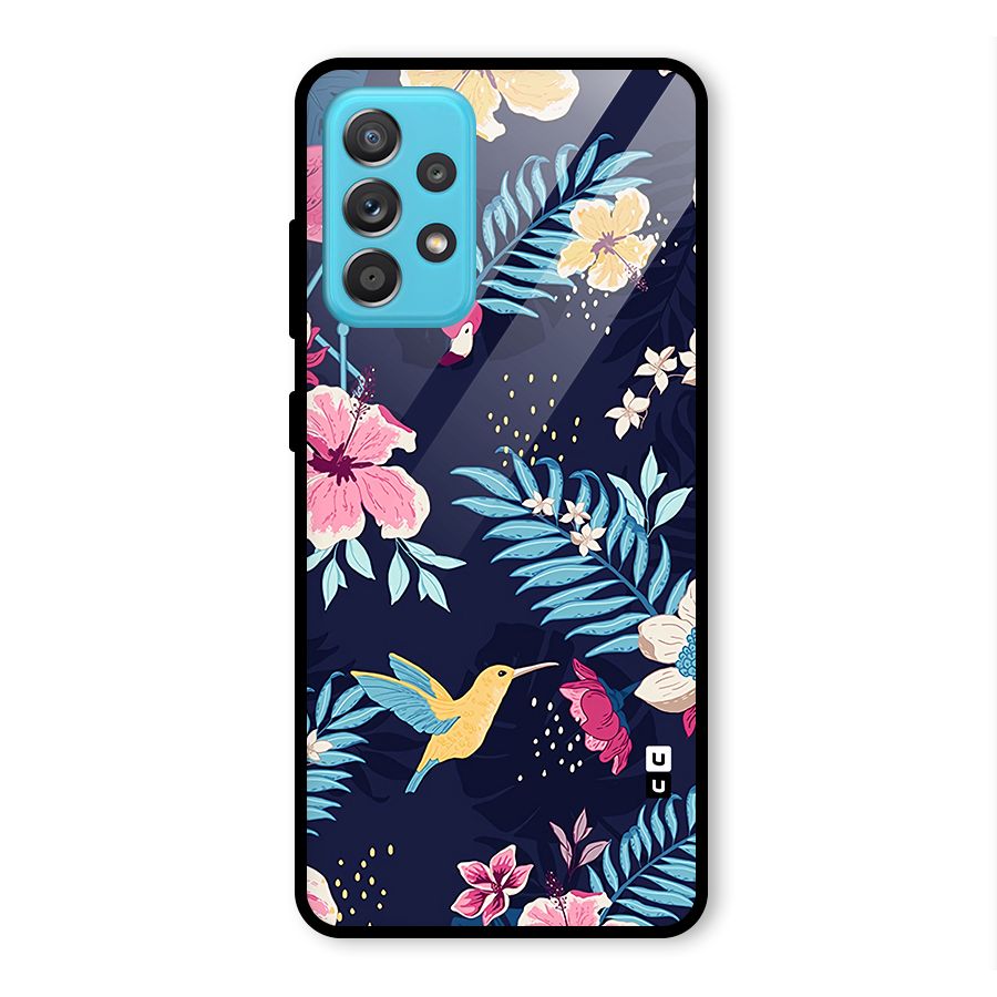 Tropical Flamingo Pattern Glass Back Case for Galaxy A52