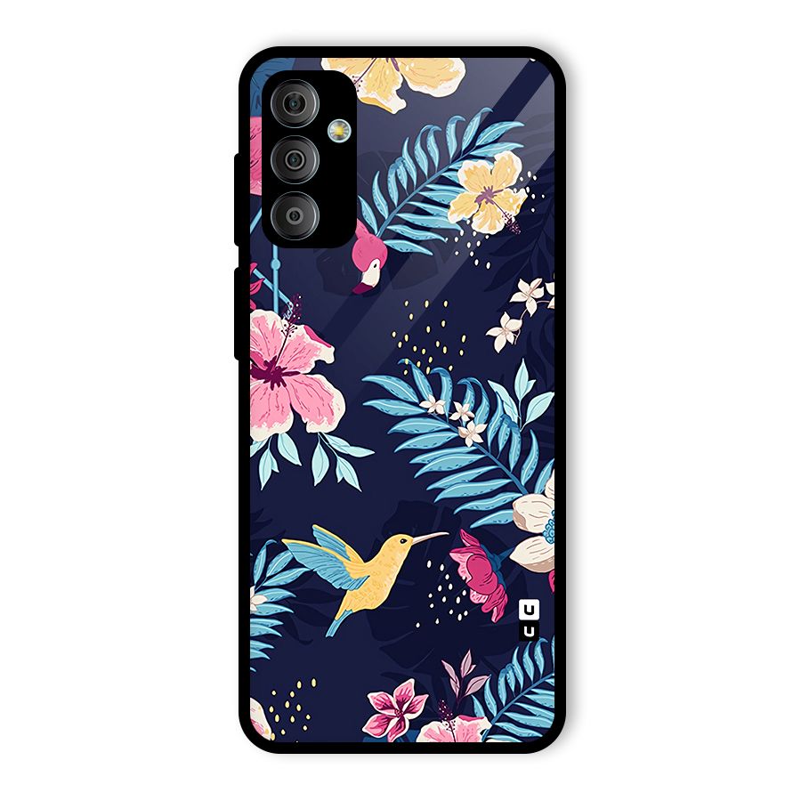 Tropical Flamingo Pattern Glass Back Case for Galaxy F23