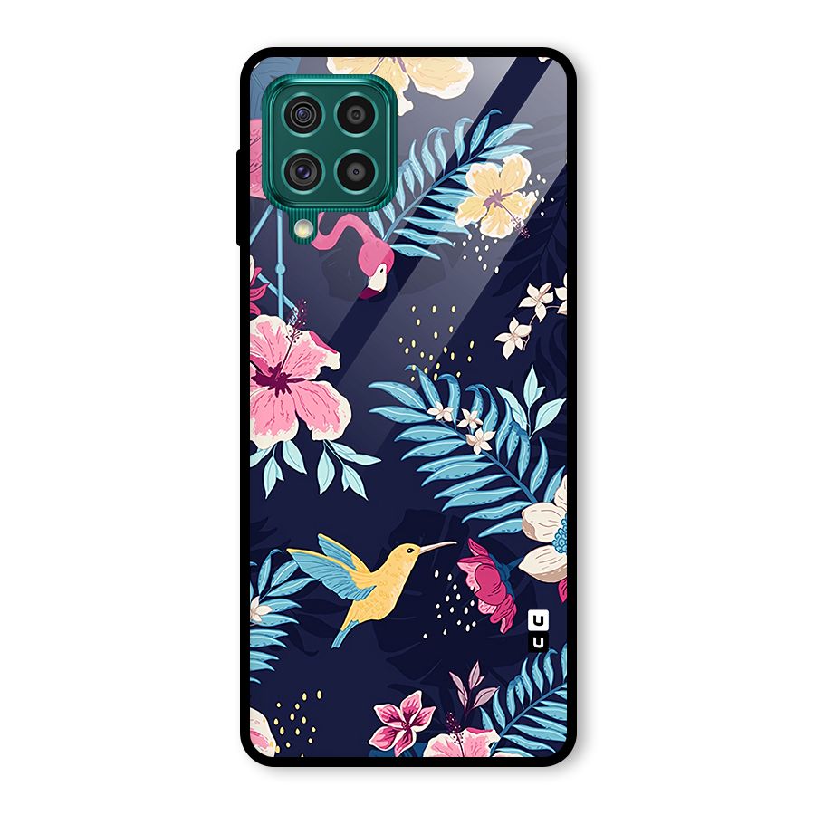 Tropical Flamingo Pattern Glass Back Case for Galaxy F62