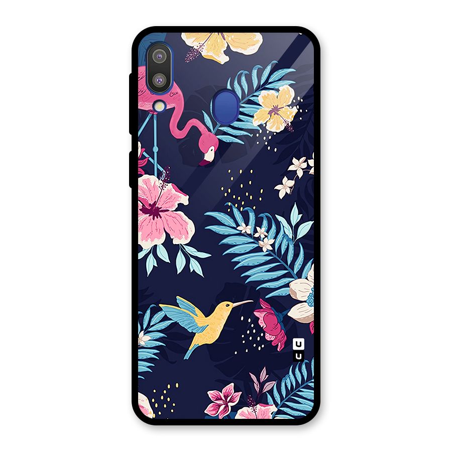 Tropical Flamingo Pattern Glass Back Case for Galaxy M20