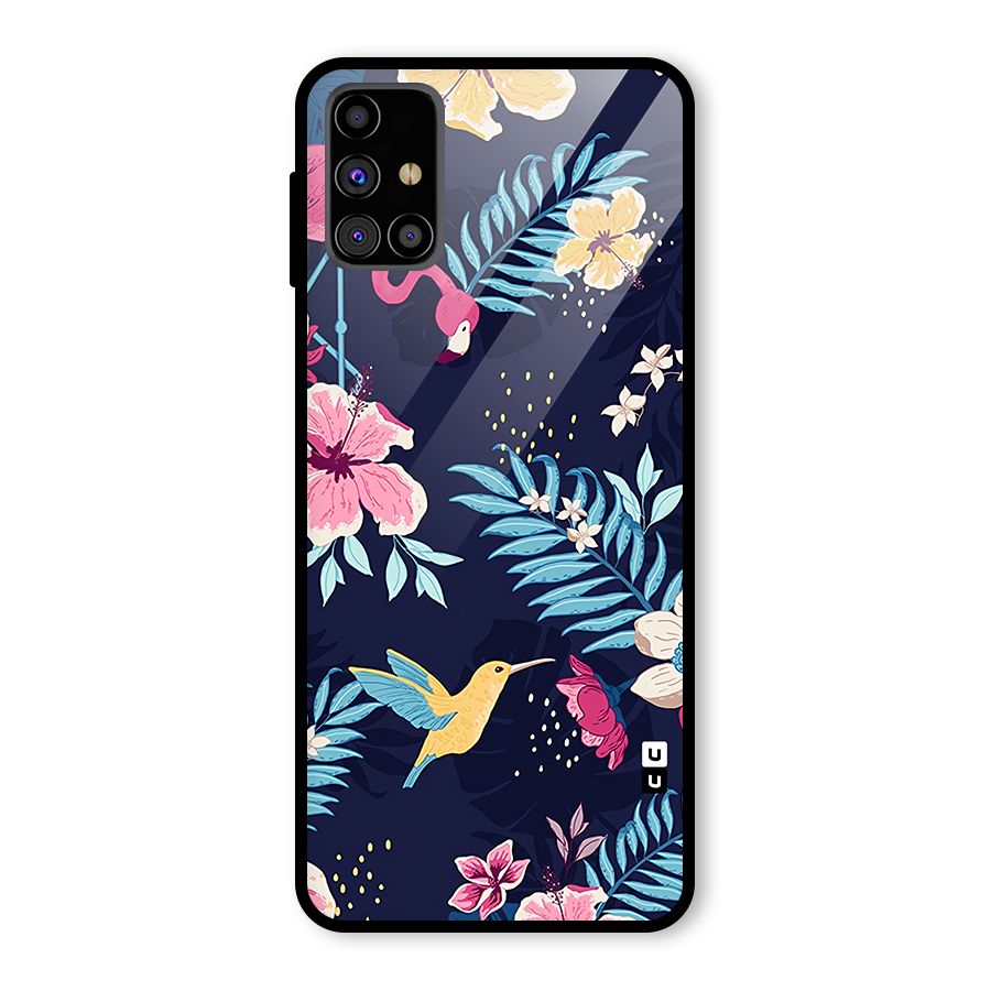Tropical Flamingo Pattern Glass Back Case for Galaxy M31s