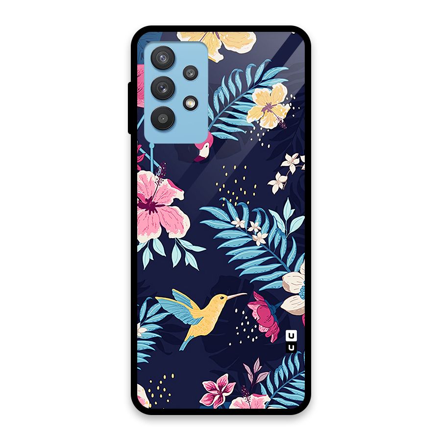 Tropical Flamingo Pattern Glass Back Case for Galaxy M32 5G