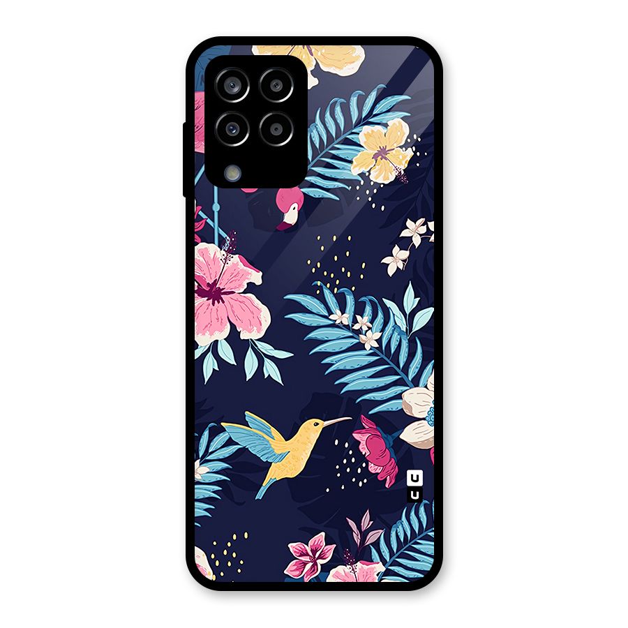 Tropical Flamingo Pattern Glass Back Case for Galaxy M33