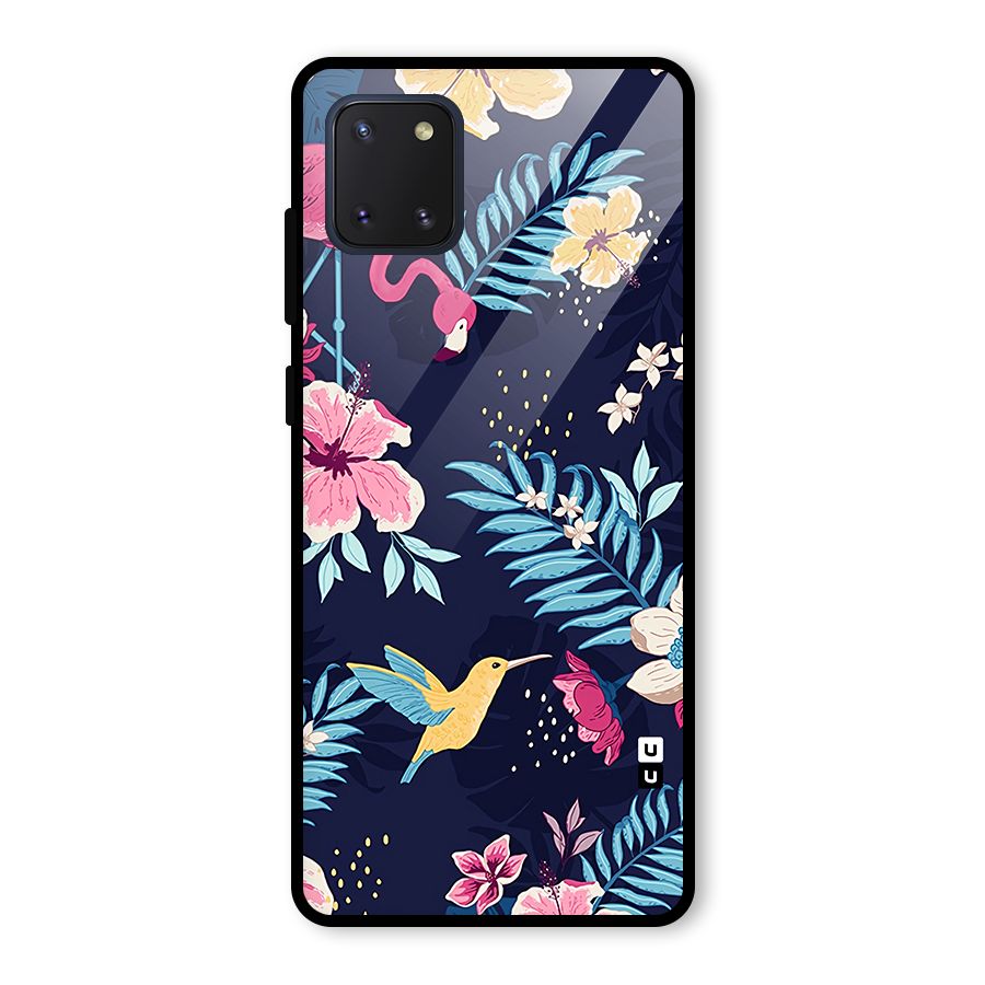 Tropical Flamingo Pattern Glass Back Case for Galaxy Note 10 Lite