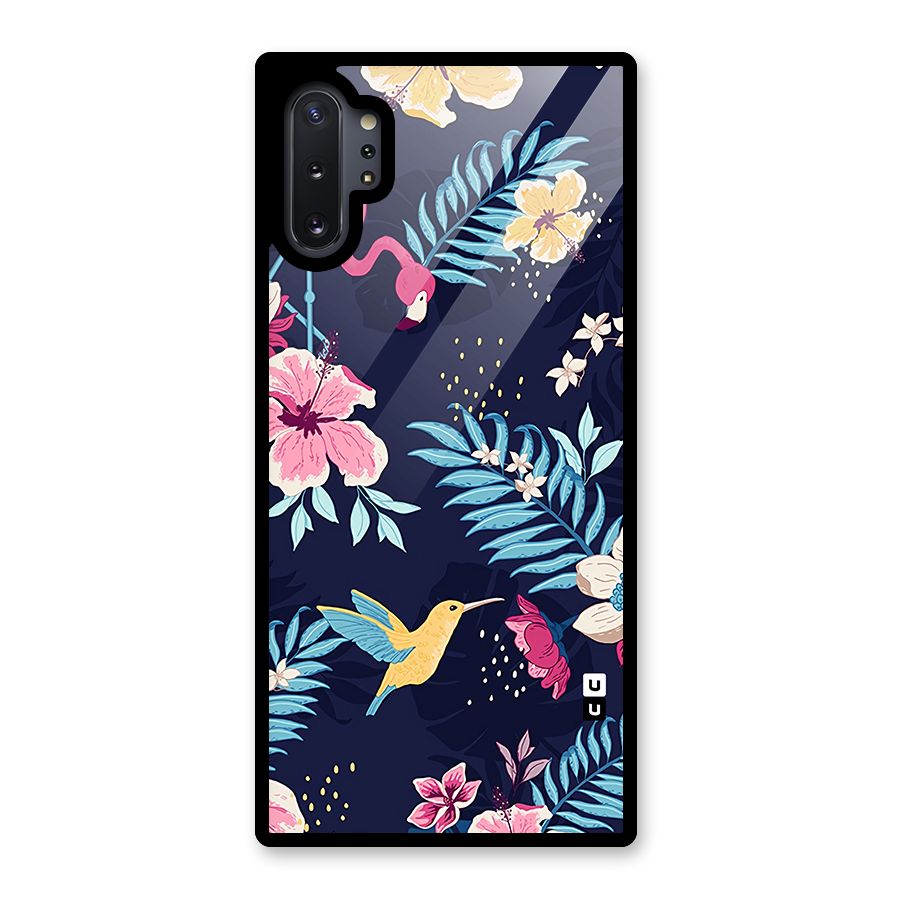 Tropical Flamingo Pattern Glass Back Case for Galaxy Note 10 Plus