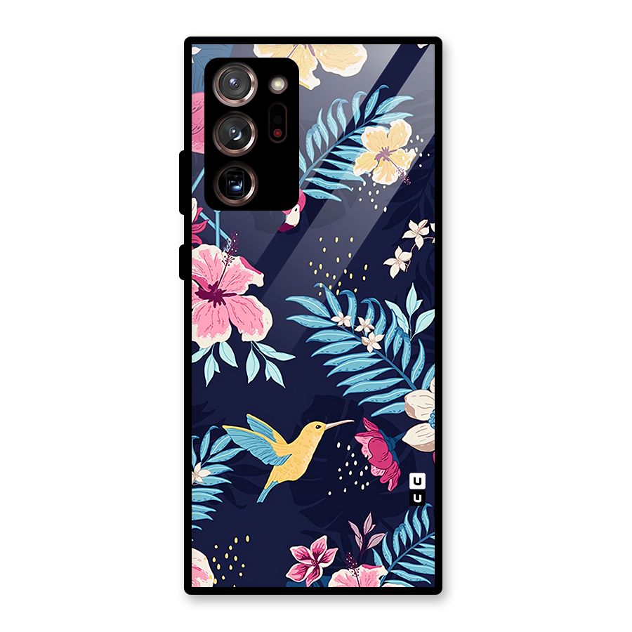 Tropical Flamingo Pattern Glass Back Case for Galaxy Note 20 Ultra