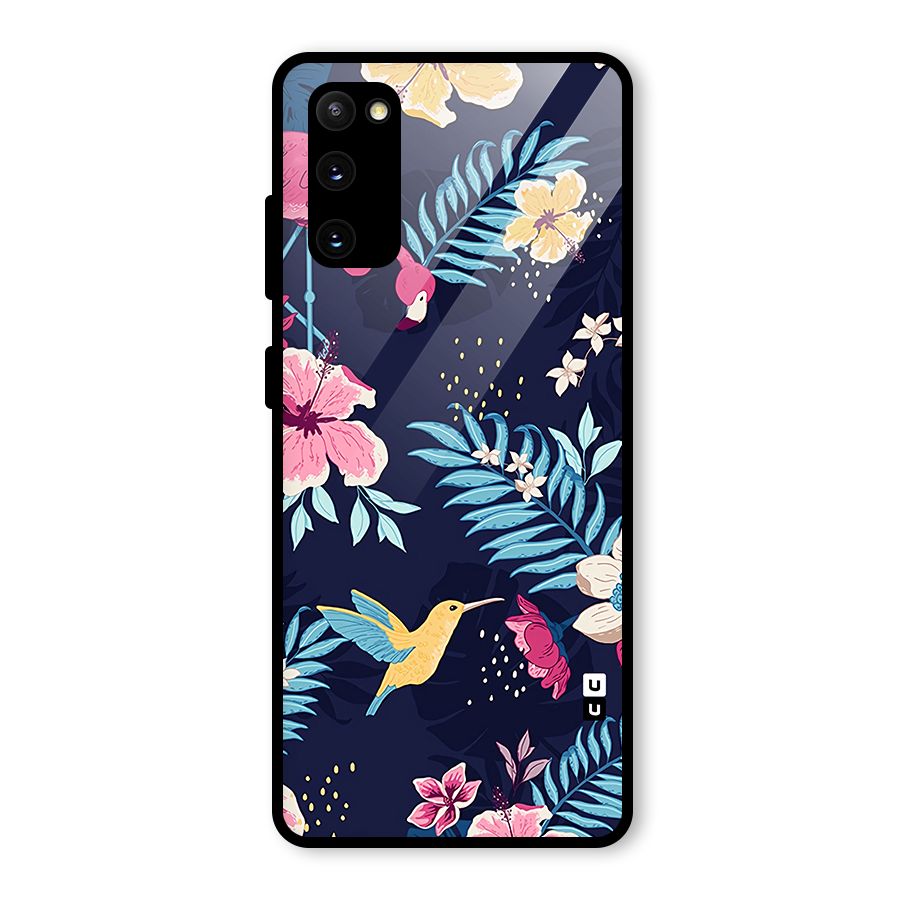Tropical Flamingo Pattern Glass Back Case for Galaxy S20 FE 5G