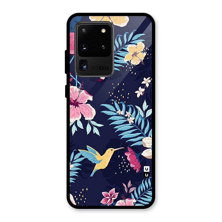 Tropical Flamingo Pattern Glass Back Case for Galaxy S20 Ultra