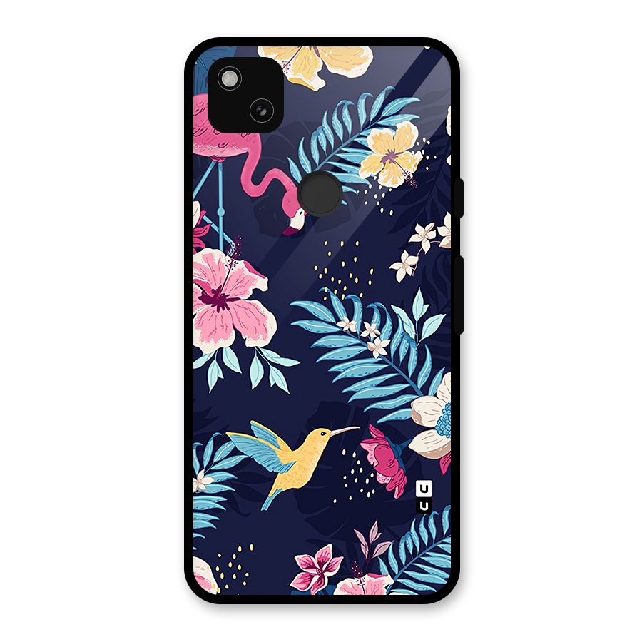 Tropical Flamingo Pattern Glass Back Case for Google Pixel 4a