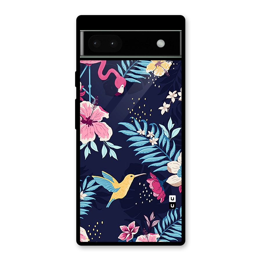 Tropical Flamingo Pattern Glass Back Case for Google Pixel 6a