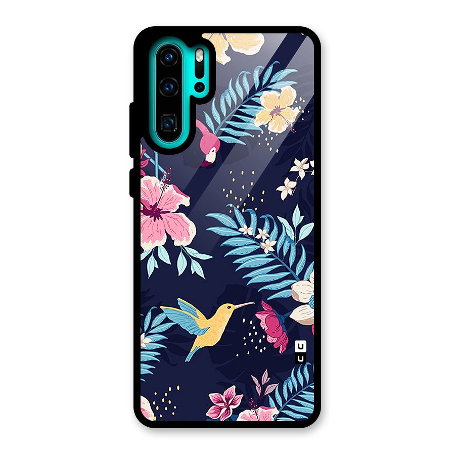 Tropical Flamingo Pattern Glass Back Case for Huawei P30 Pro