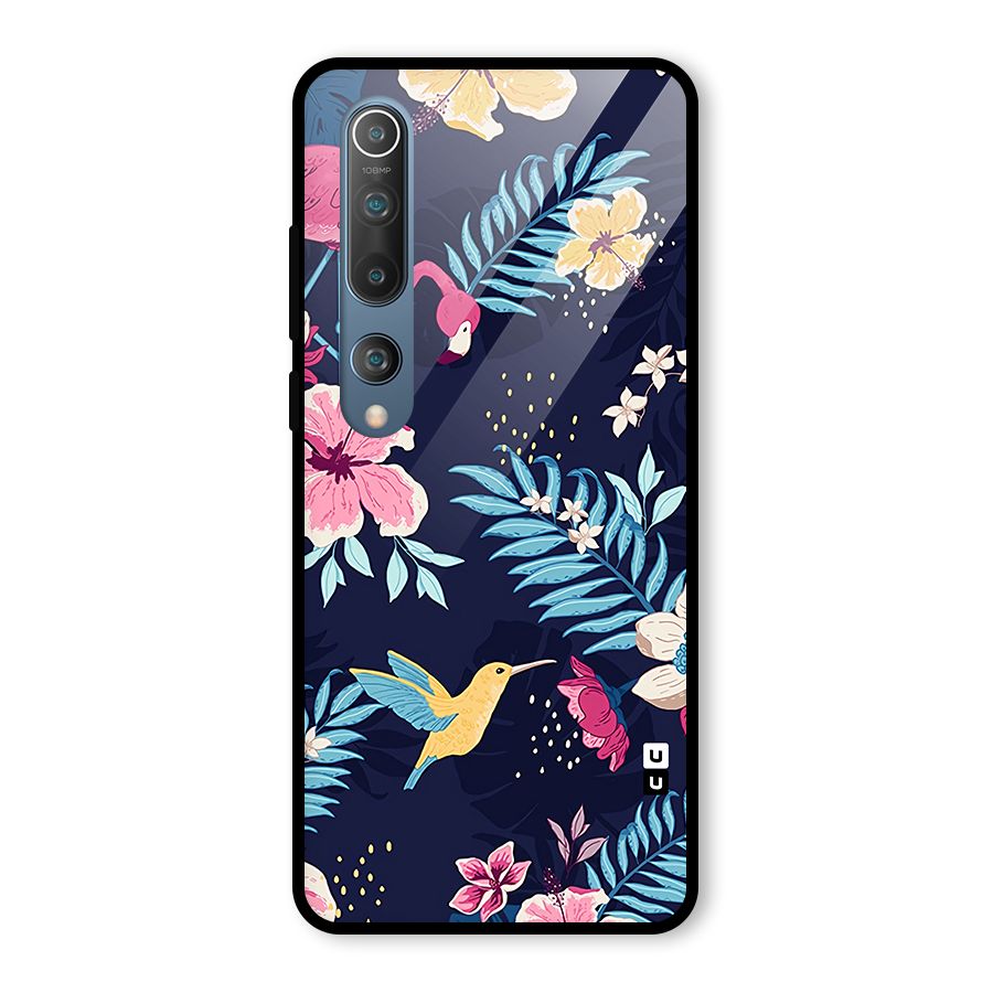 Tropical Flamingo Pattern Glass Back Case for Mi 10