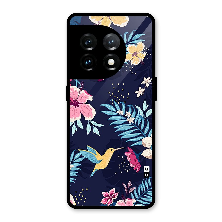 Tropical Flamingo Pattern Glass Back Case for OnePlus 11
